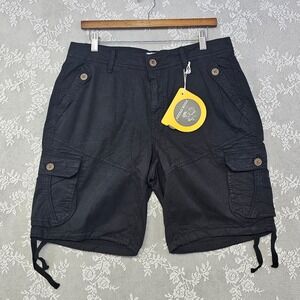 Four Steeds Cargo‎ Shorts Women's 12 Black Cotton Blend Pockets Casual NWT